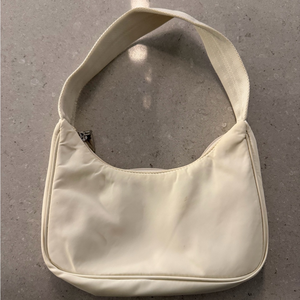 Sunday Best Nylon Cream Shoulder Bag with Wide Strap